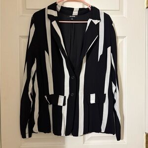 UPS & DOWNS beetlejuice black and white striped lightweight jacket
